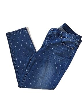 Talbots Jeans Womens 12 Blue Slim Ankle Embroidered Stretch Denim Flawless